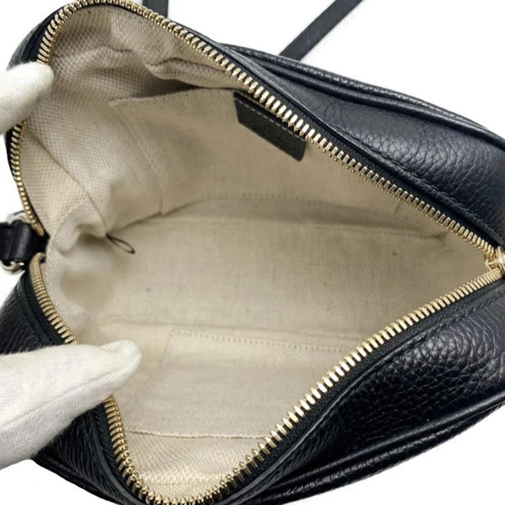 Gucci Calfskin Interlocking GG Black Shoulder bag Soho Disco